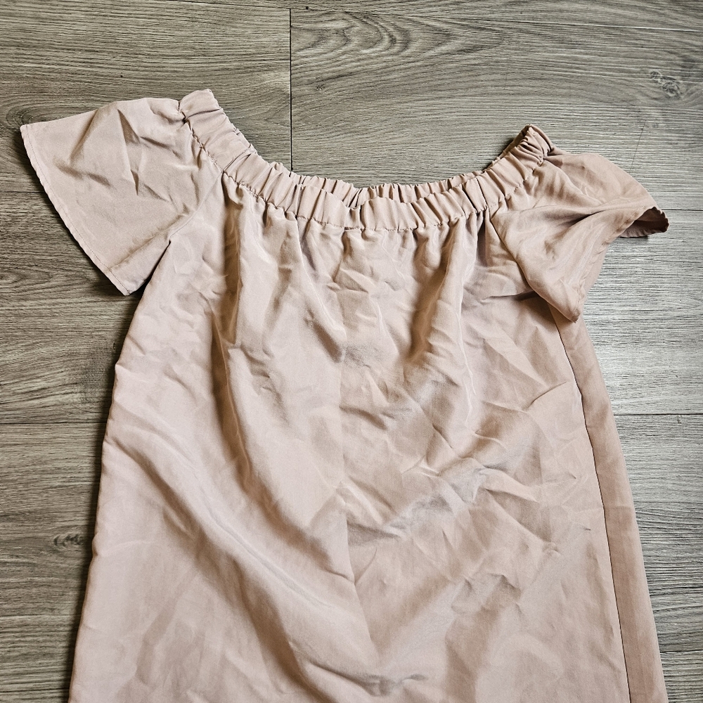 H&M Blush Pink Off-the-Shoulder Cotton Dress - Picture 4 of 5